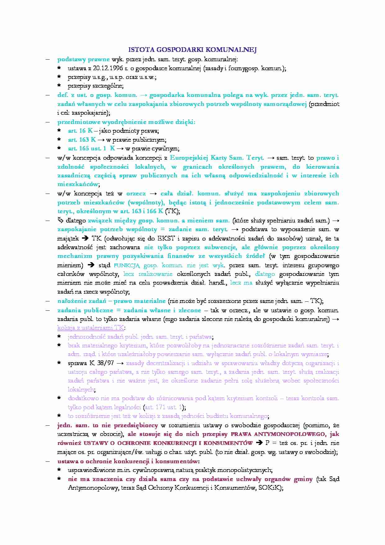 Istota gospodarki komunalnej - strona 1