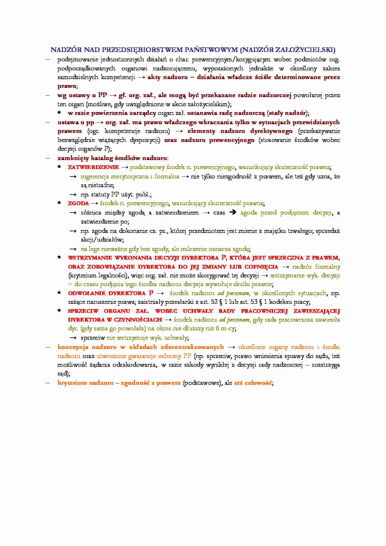 Nadzór nad przedsiębiorstwem państwowym - strona 1