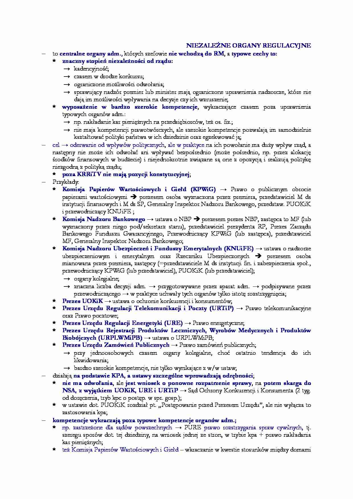 Niezależne organy regulacyjne - strona 1