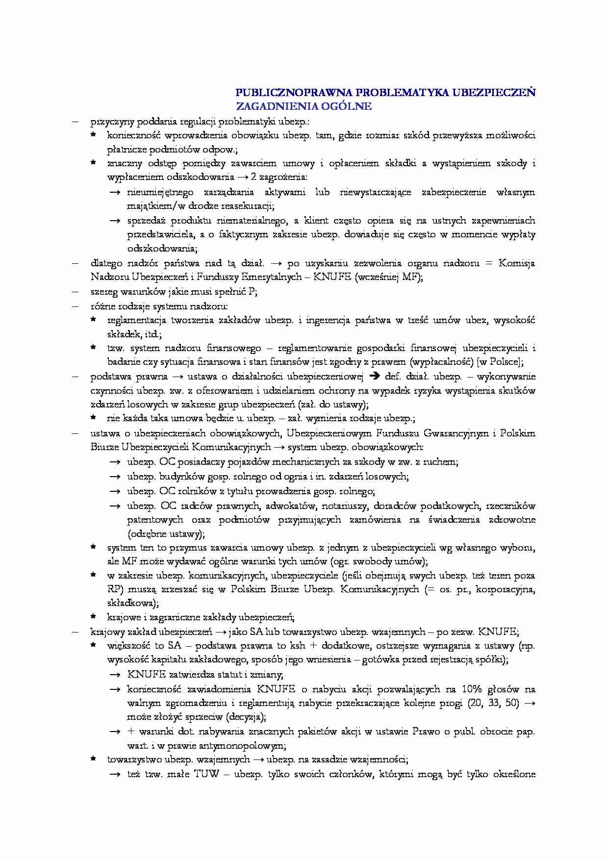 Publicznoprawna problematyka ubezpieczeń - strona 1