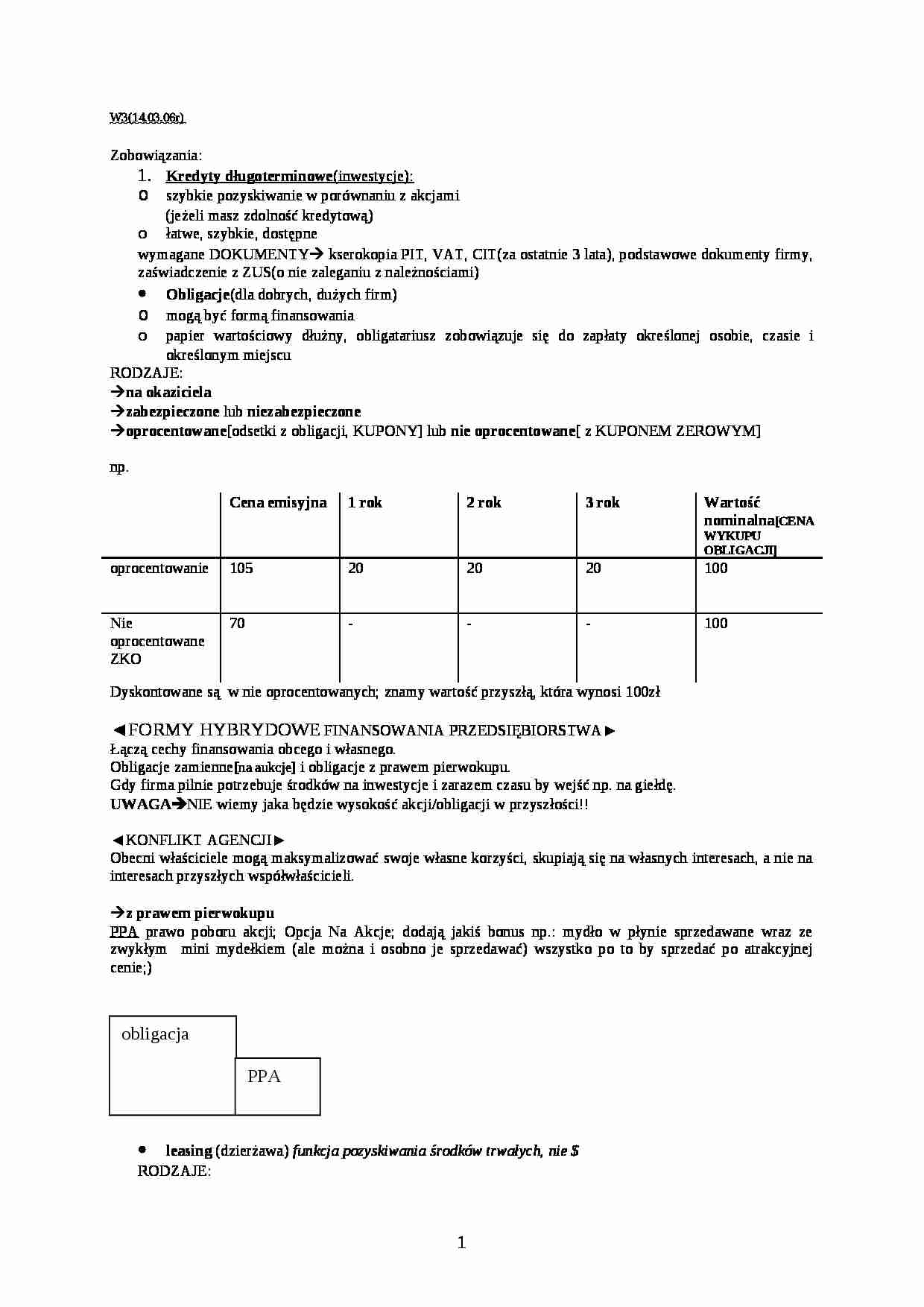 Kredyty długoterminowe - wykład - strona 1