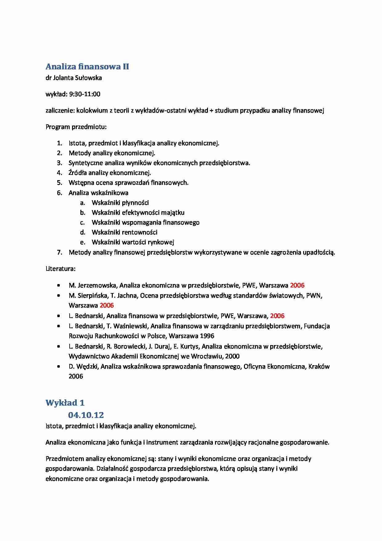 Istota, przedmiot i klasyfikacja analizy ekonomicznej - strona 1