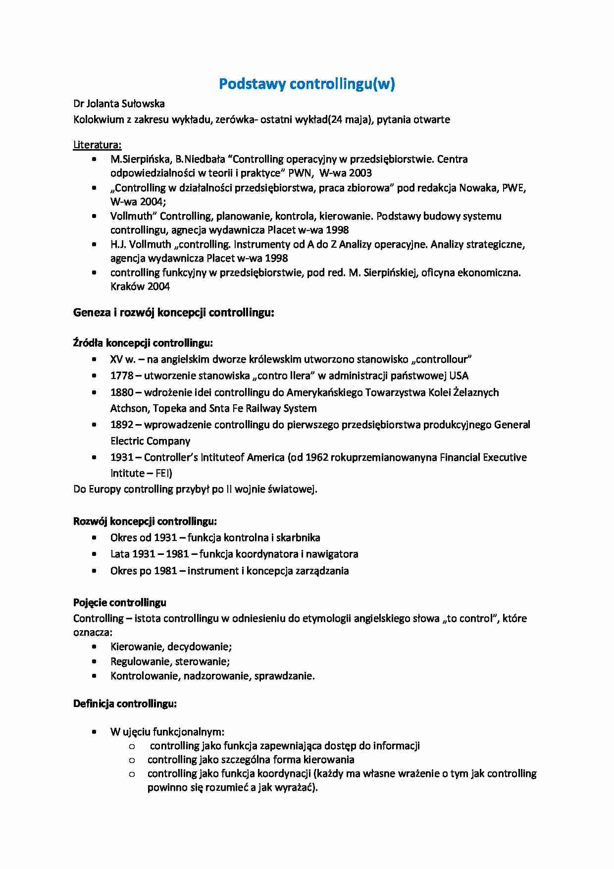pojecie controllingu - strona 1