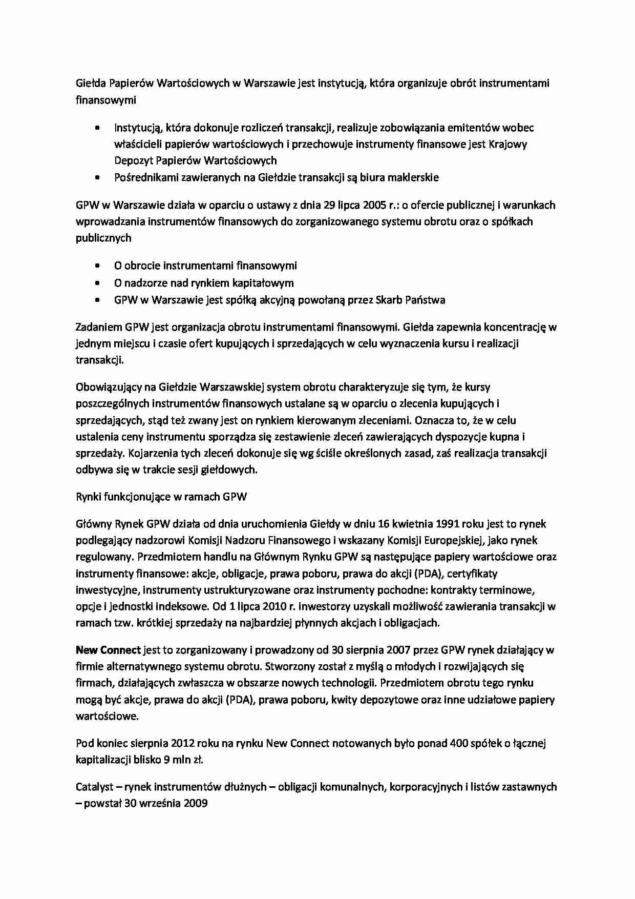 Giełda Papierów Wartościowych  - strona 1