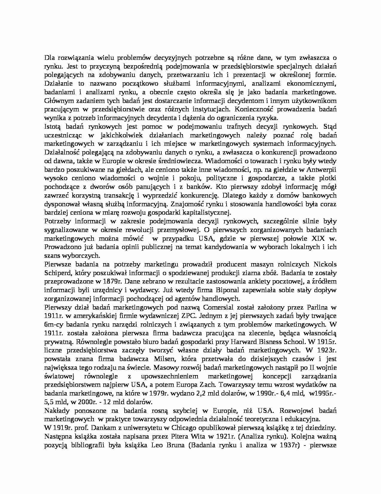 Badania rynku - Problemy decyzyjne - strona 1
