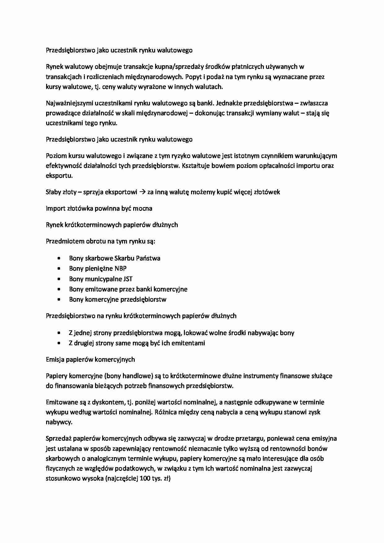 Przedsibiorstwo jako uczestnik rynku walutowego - strona 1