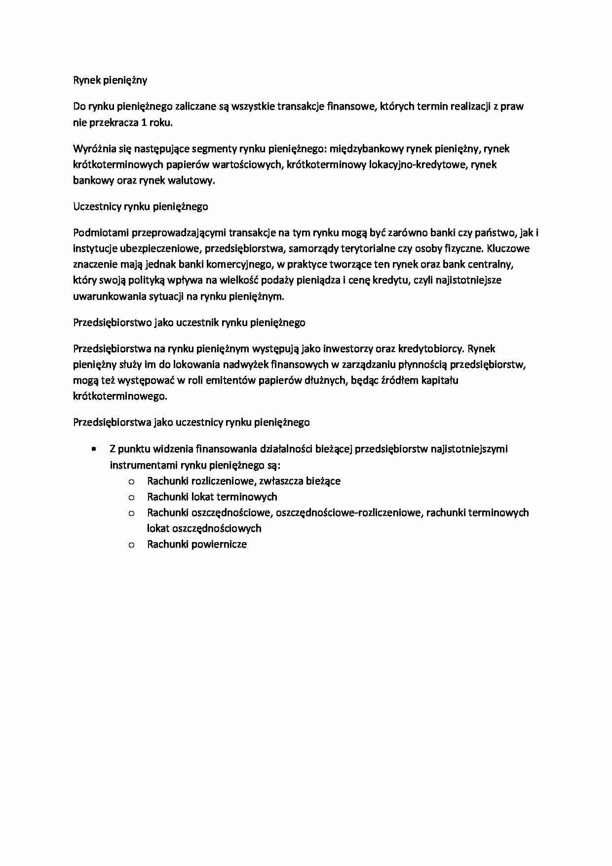 Rynek pieniężny - Uczestnicy - Przedsiębiorstwo - strona 1