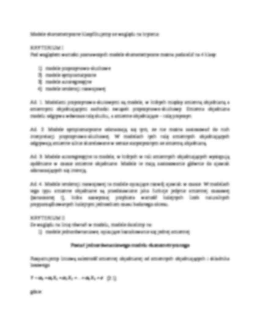 Klasyfikacja modeli ekonometrycznych -  Jednorównaniowy model ekonometryczny - strona 3