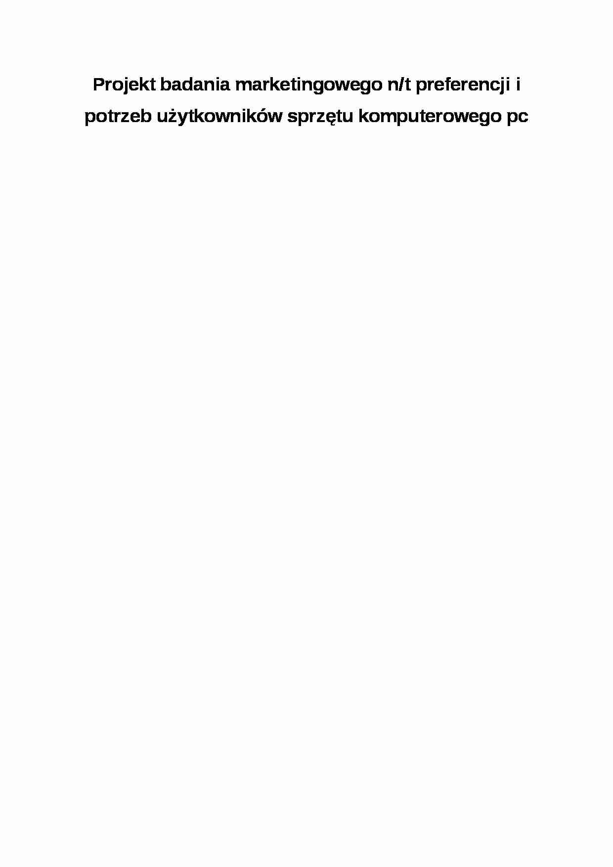 Projekt badania marketingowego - strona 1