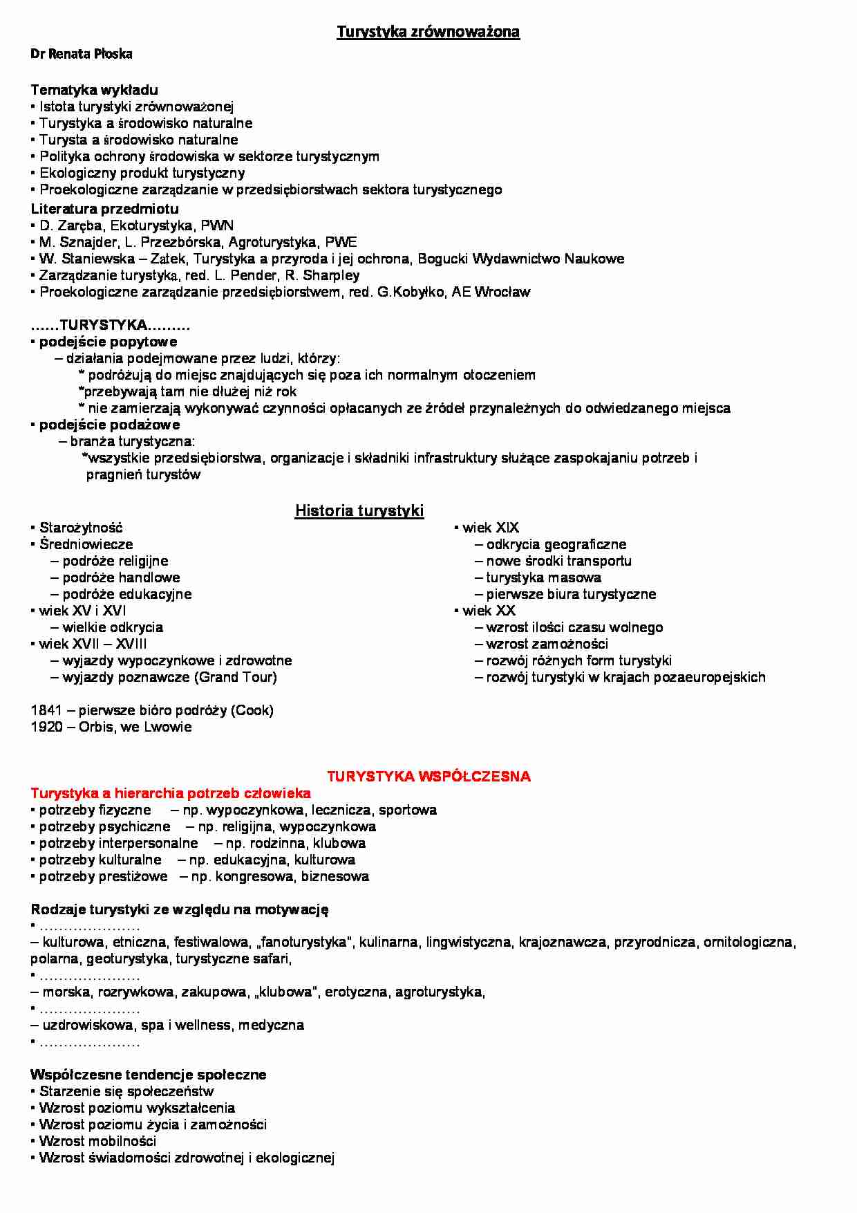 Wykłady-turystyka zrównoważona - strona 1