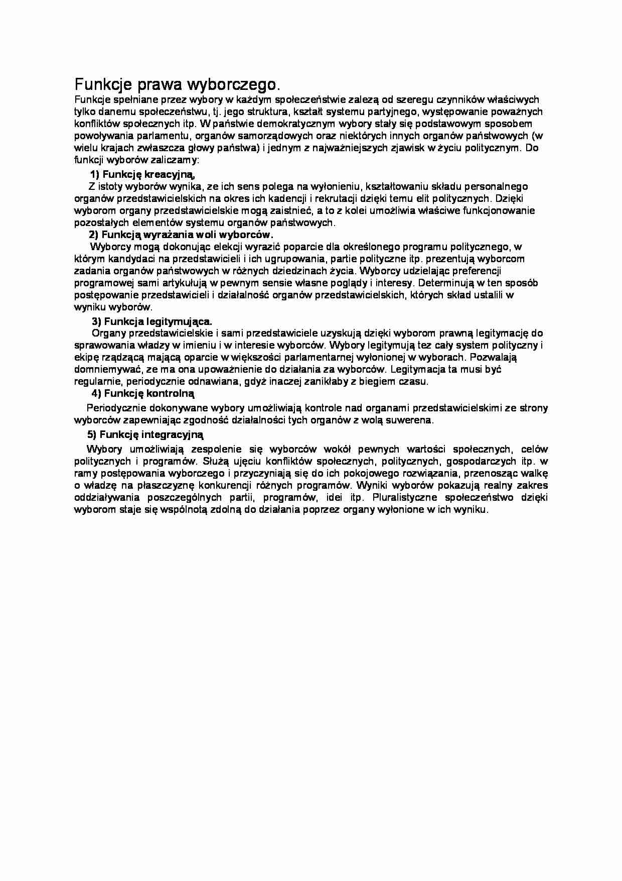 Funkcje prawa wyborczego - strona 1