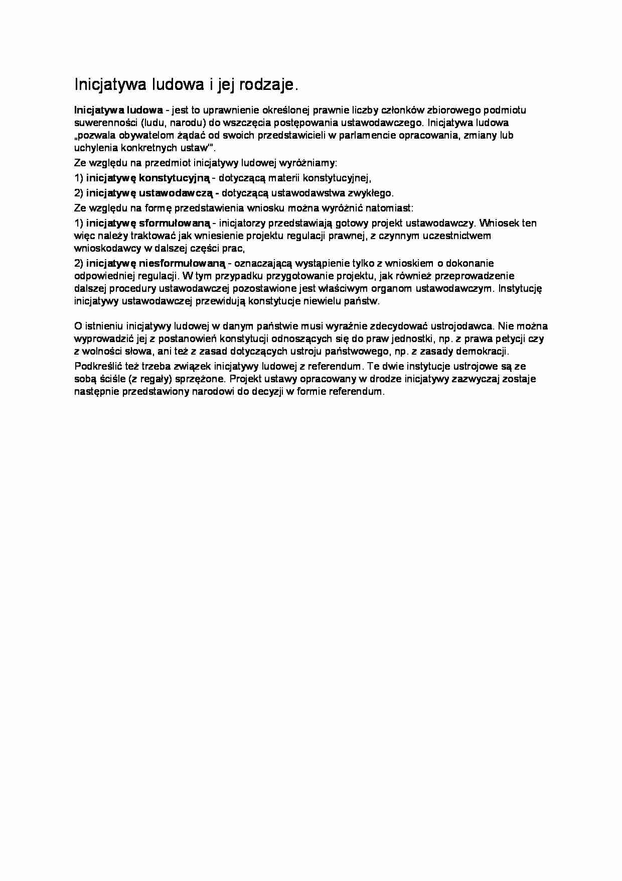 Inicjatywa ludowa i jej rodzaje - strona 1