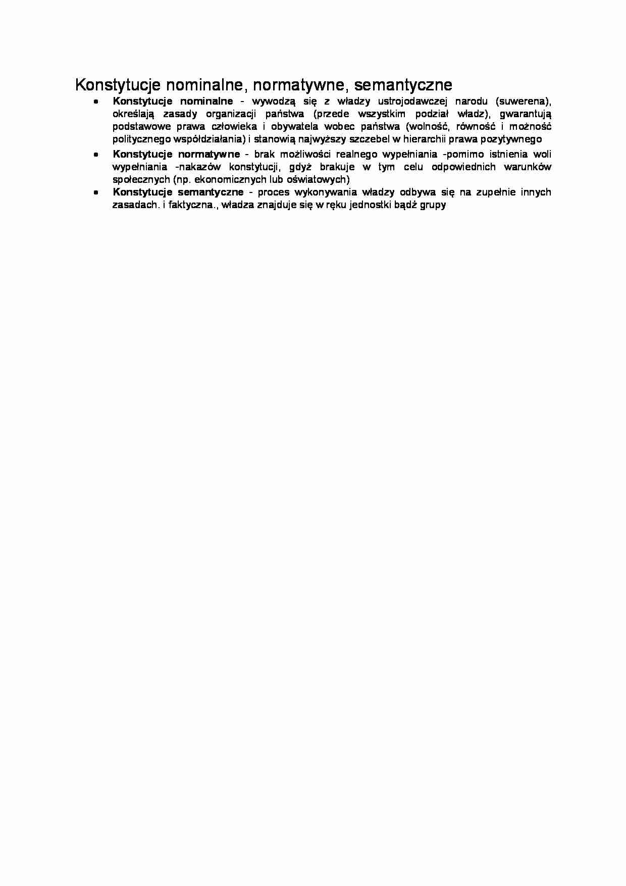 Konstytucje nominalne,normatywne,semantyczne - strona 1