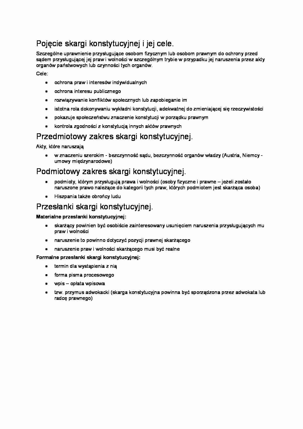 Pojęcie skargi konstytucyjnej i jej cele - strona 1
