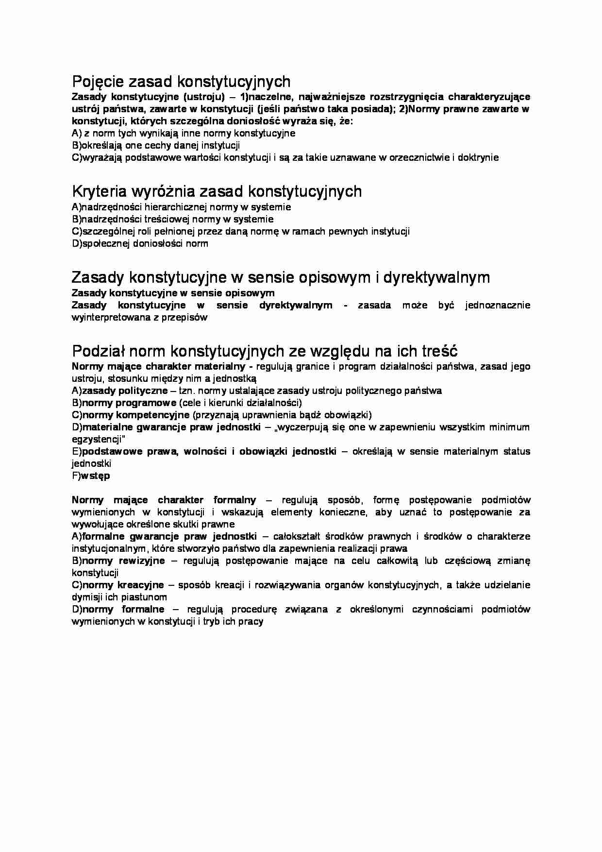 Pojęcie zasad konstytucyjnych - strona 1