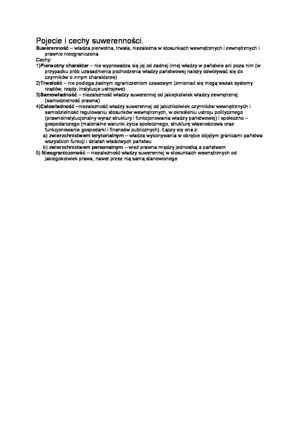Pojecie i cechy suwerenności - strona 1