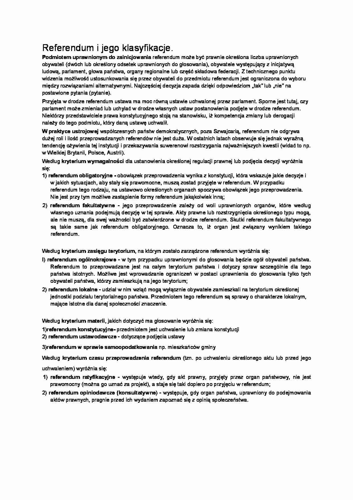 Referendum i jego klasyfikacje - strona 1