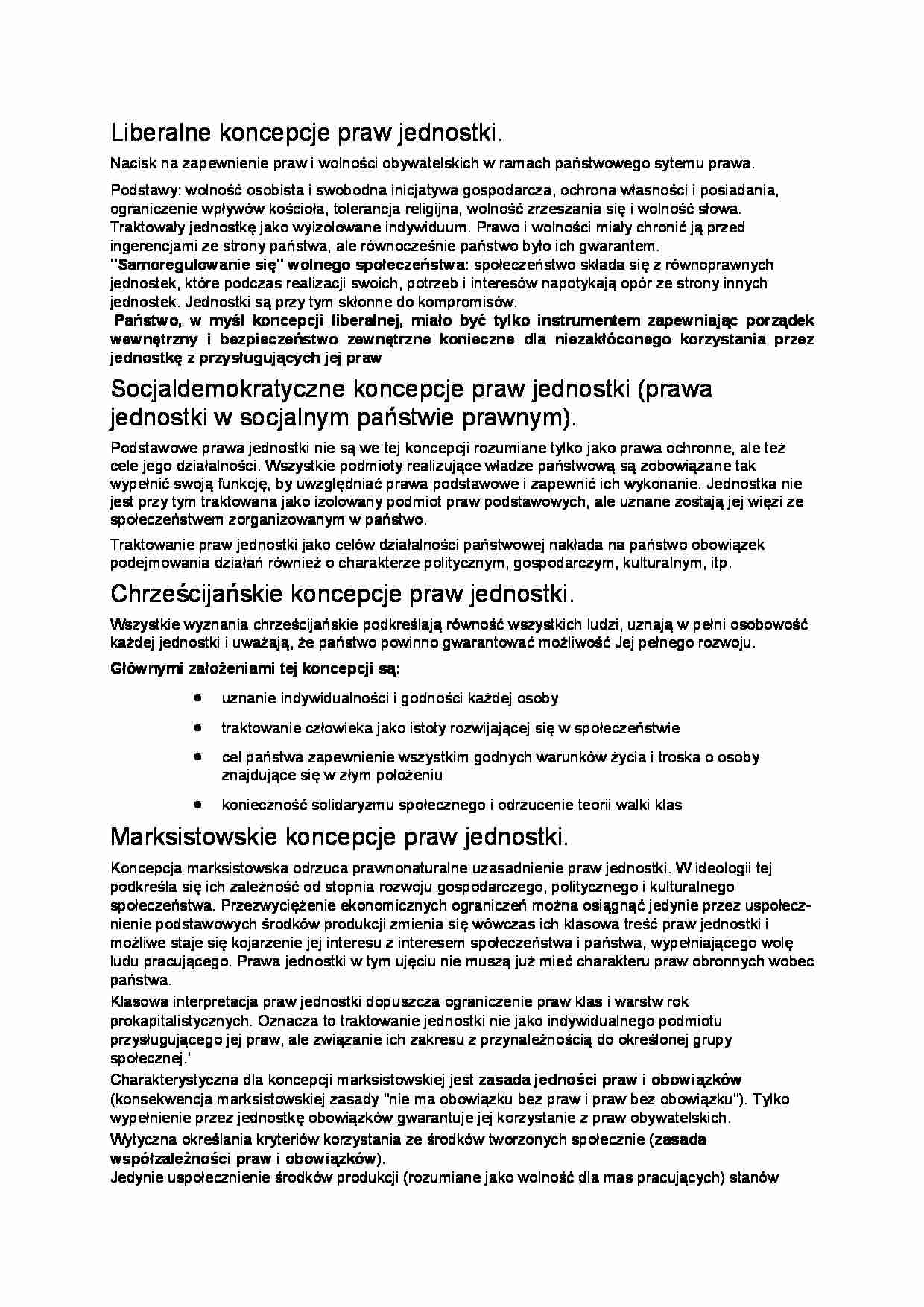 Różne koncepcje praw jednostki - strona 1