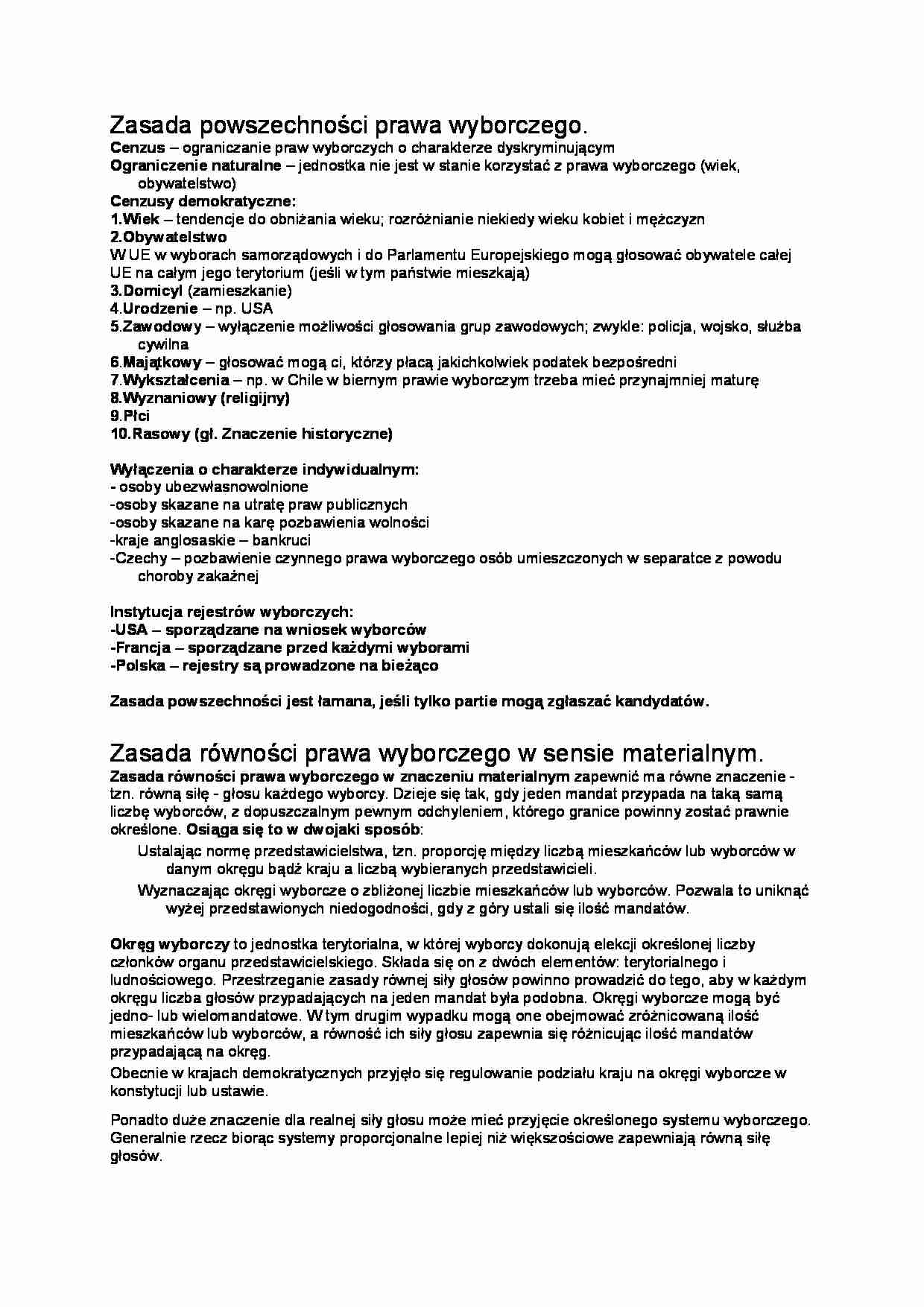Zasada powszechności prawa wyborczego i inne zasady - strona 1