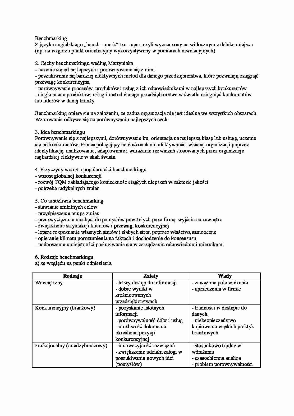 Benchmarking - Przewaga konkurencyjna - strona 1
