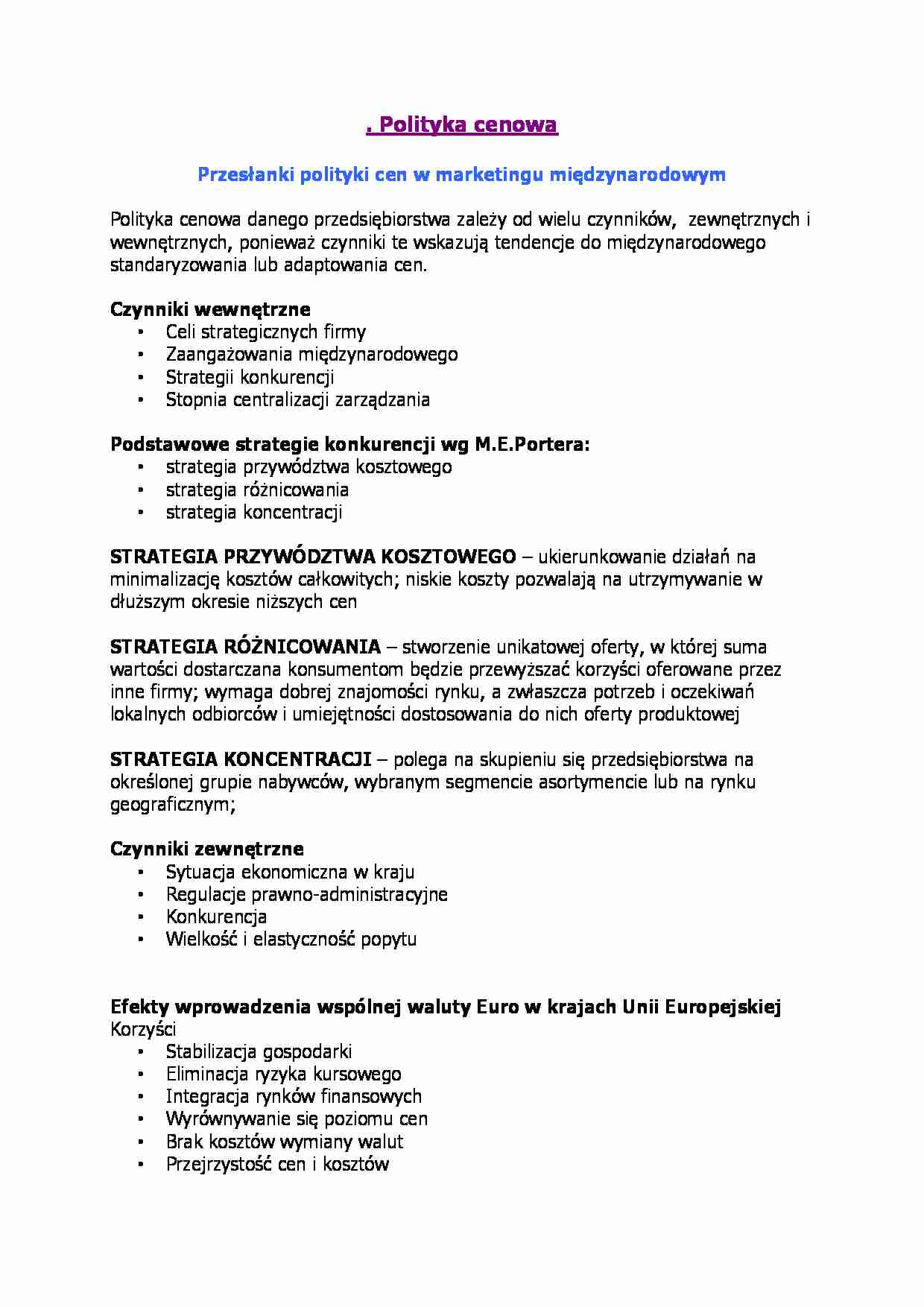 Polityka cenowa - strona 1