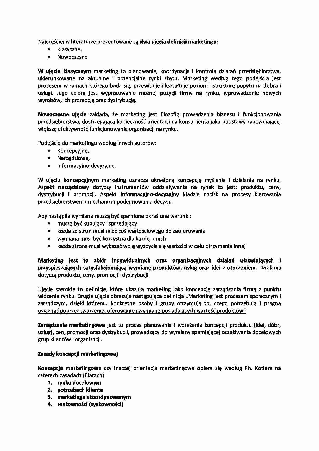 Dwa ujęcia definicji marketingu - strona 1