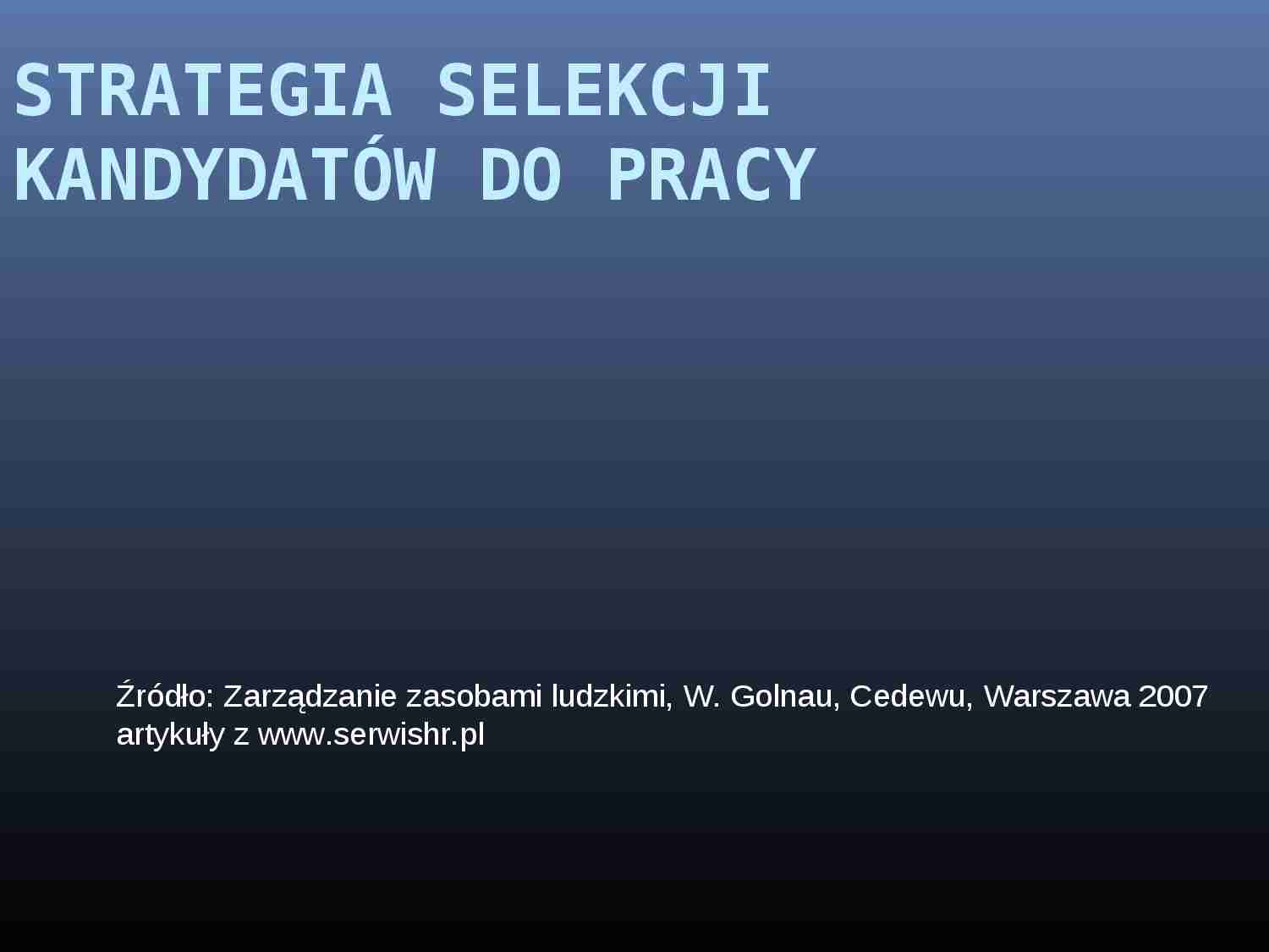 Strategia selekcji - strona 1