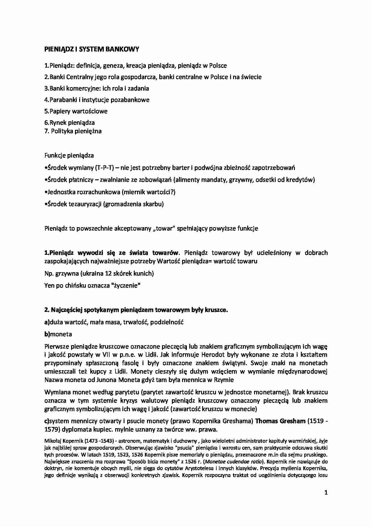 Pieniądz - System bankowy - strona 1