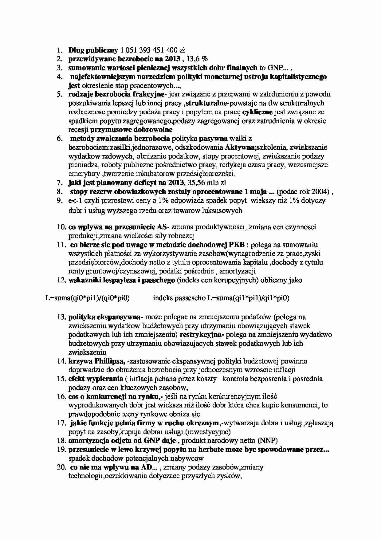 Pytania 2013  makroekonomia - strona 1