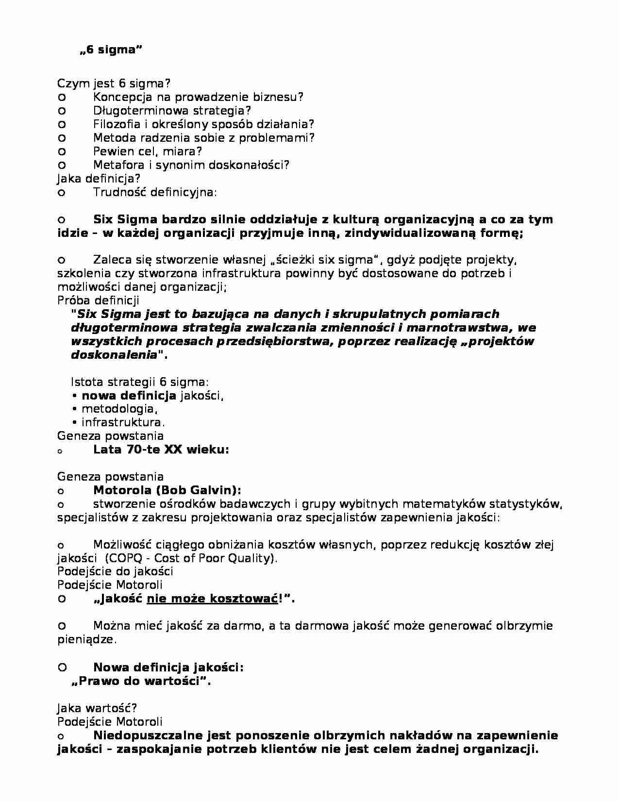  Czym jest 6 sigma? - strona 1