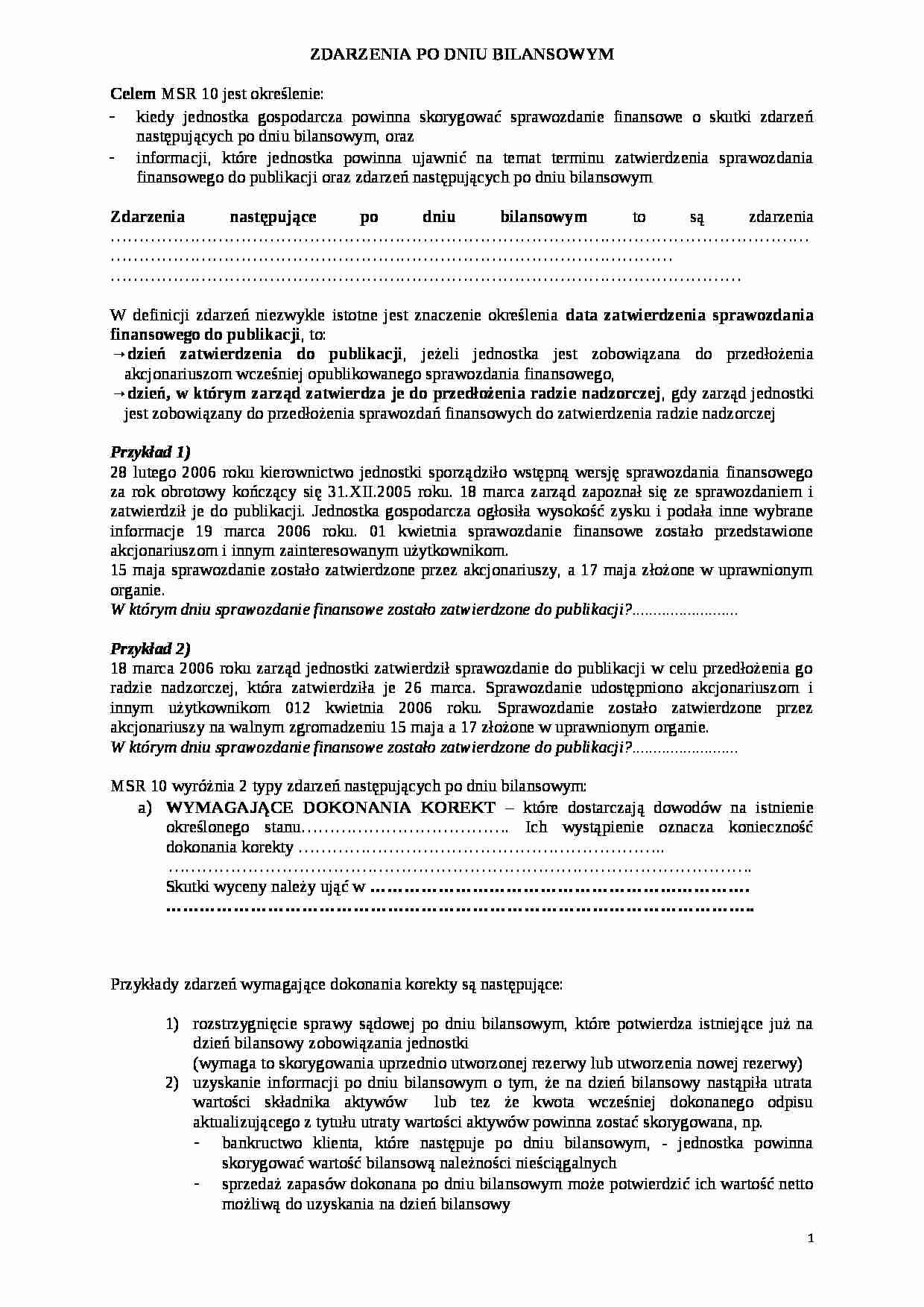 Zdarzenia po dniu bilansowym - strona 1