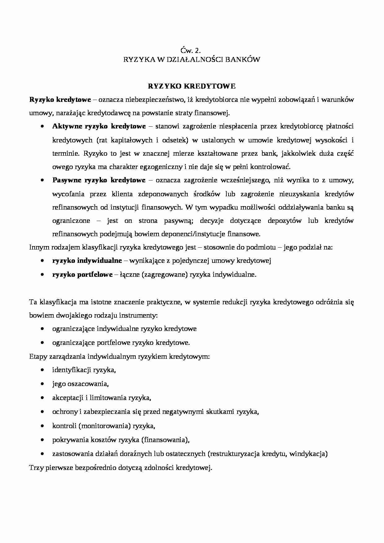 Ryzyka w działalności banków - strona 1