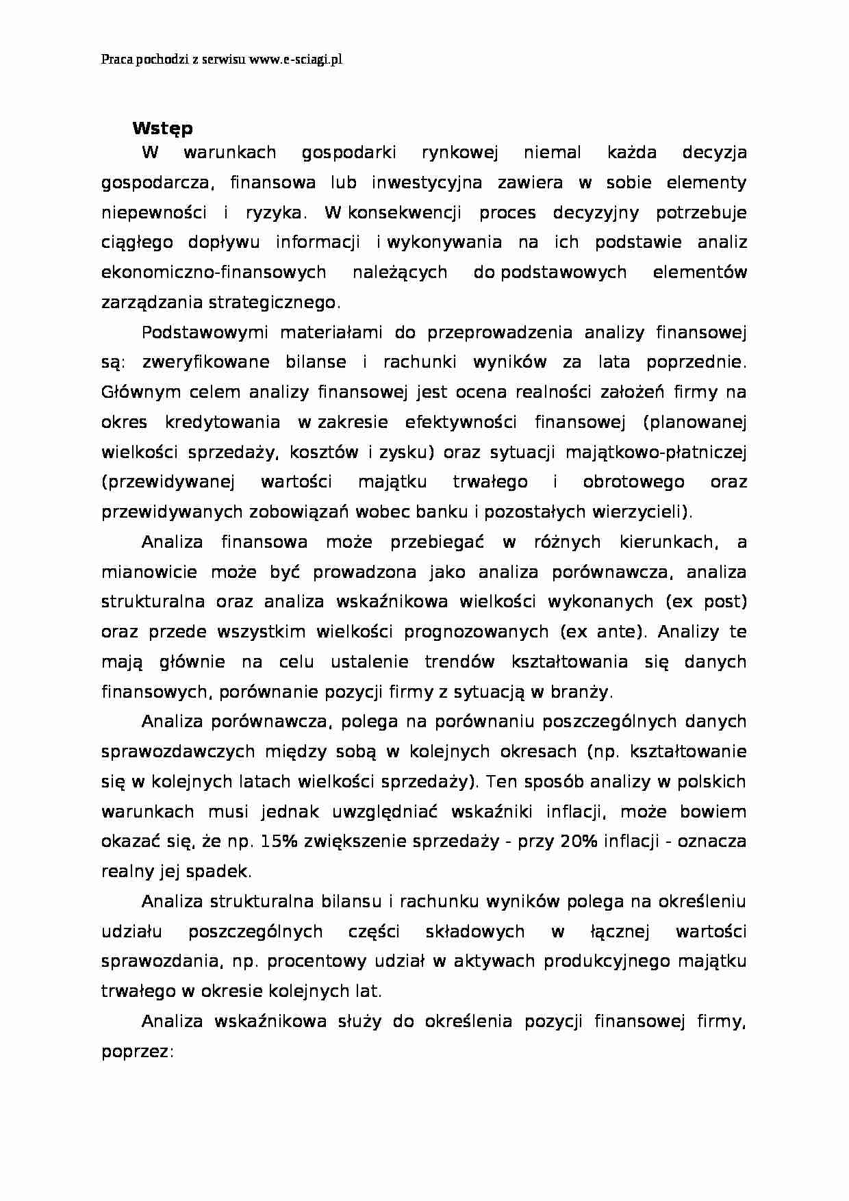 Analiza finansowa Pekao S.A - Analiza wskaźnikowa - strona 1