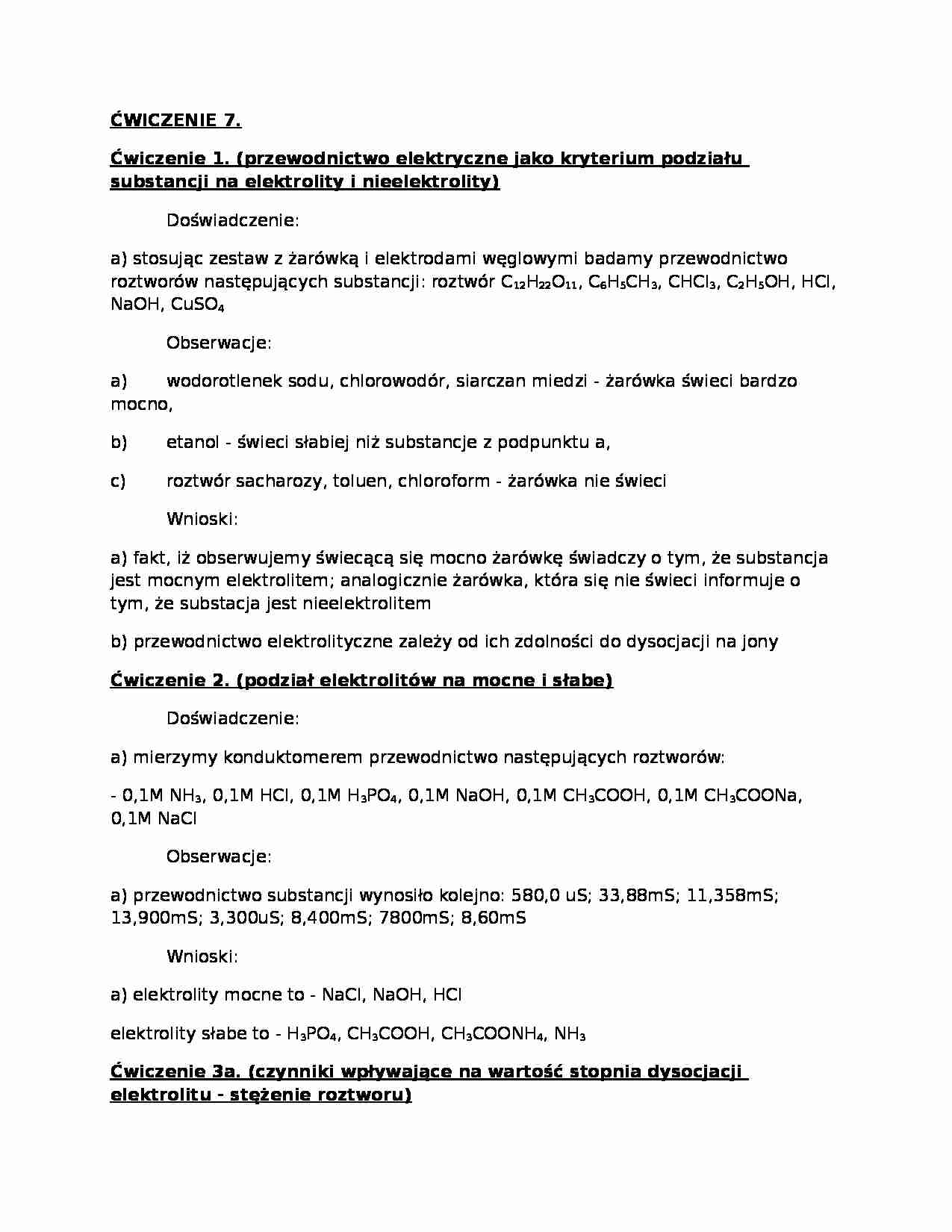 Elektrolity i nieelektrolity-sprawozdanie - strona 1