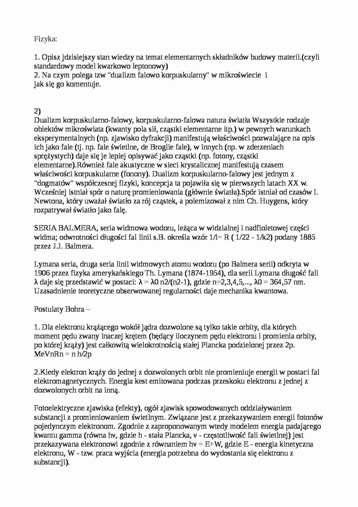 Dualizm falowo korpuskularny - zadania - strona 1