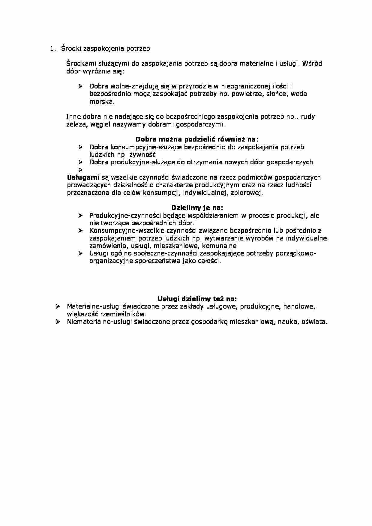 Środki zaspokojenia potrzeb - strona 1