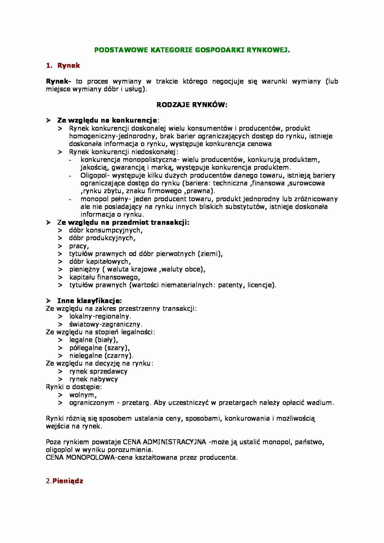 Podstawowe kategorie gospodarki rynkowej - strona 1