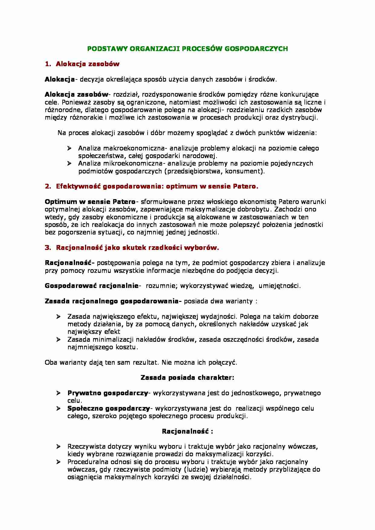 PPodstawy organizacji procesów gospodarczych - strona 1