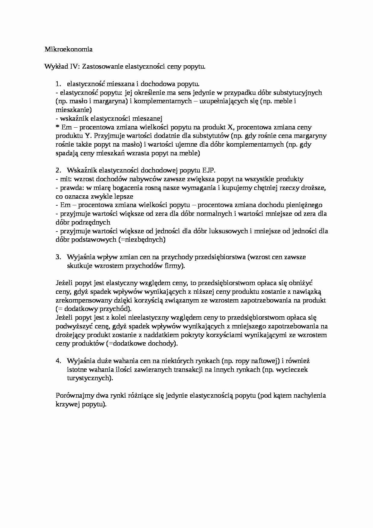 Zastosowanie elastycznosci ceny popytu - strona 1