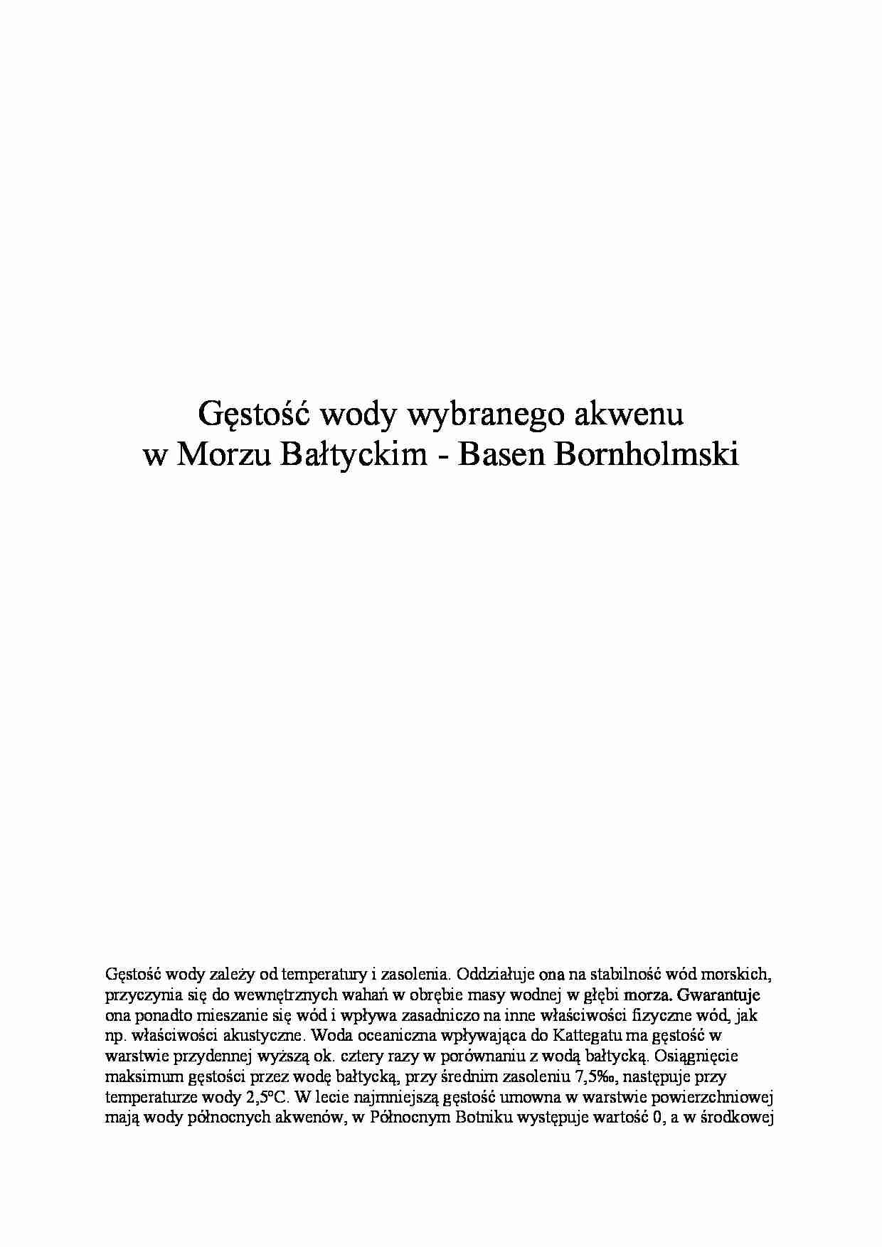 Gęstość wody wybranego akwenu Morza Baltyckiego - strona 1
