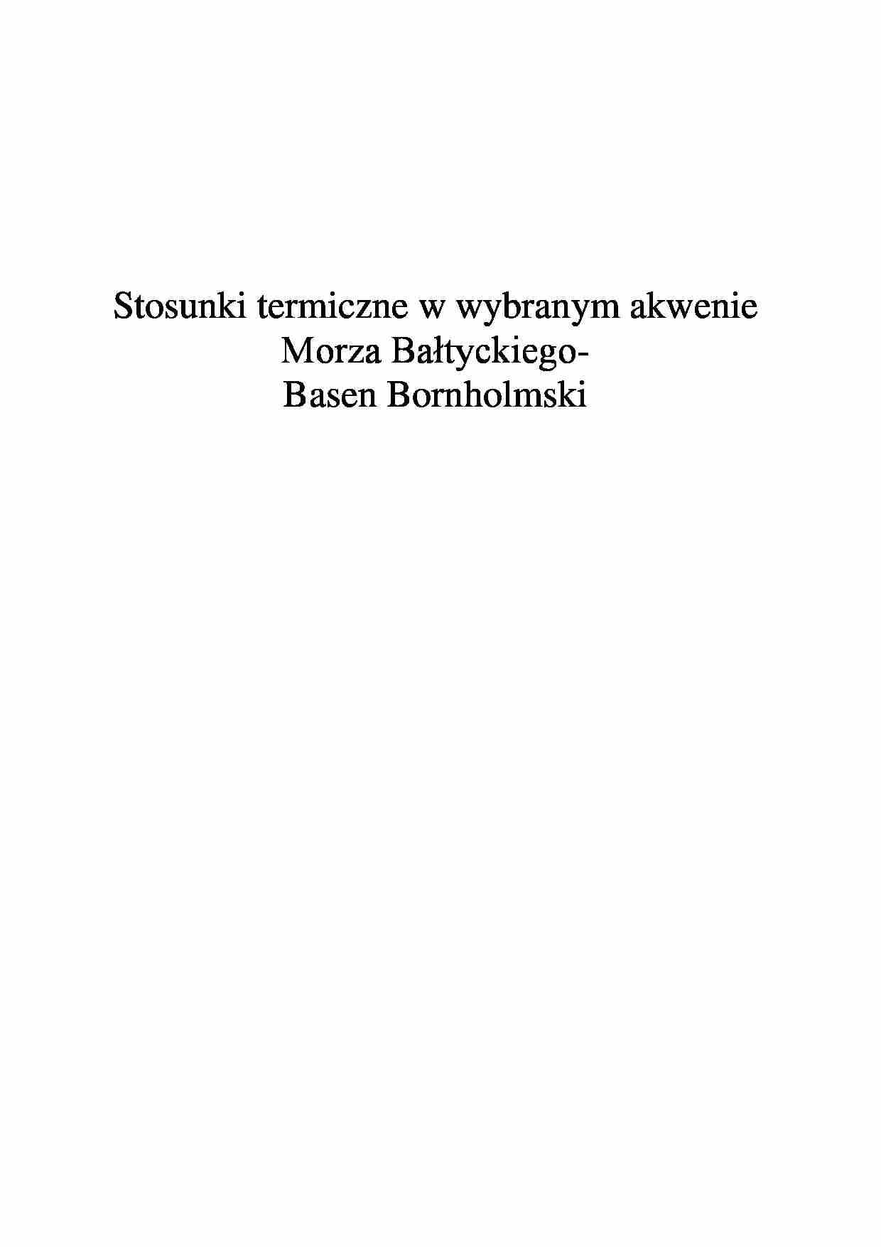 Stosunki termiczne w wybranym akwenie Morza Bałtyckiego- - strona 1