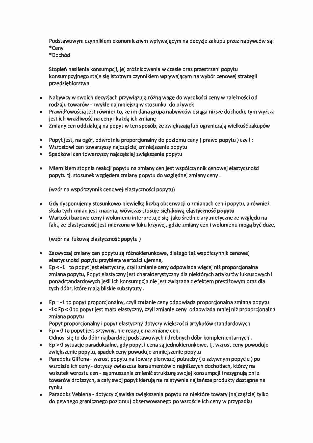 Podstawowe czynniki ekonomiczne wpływające na decyzje zakupu przez nabywców - strona 1
