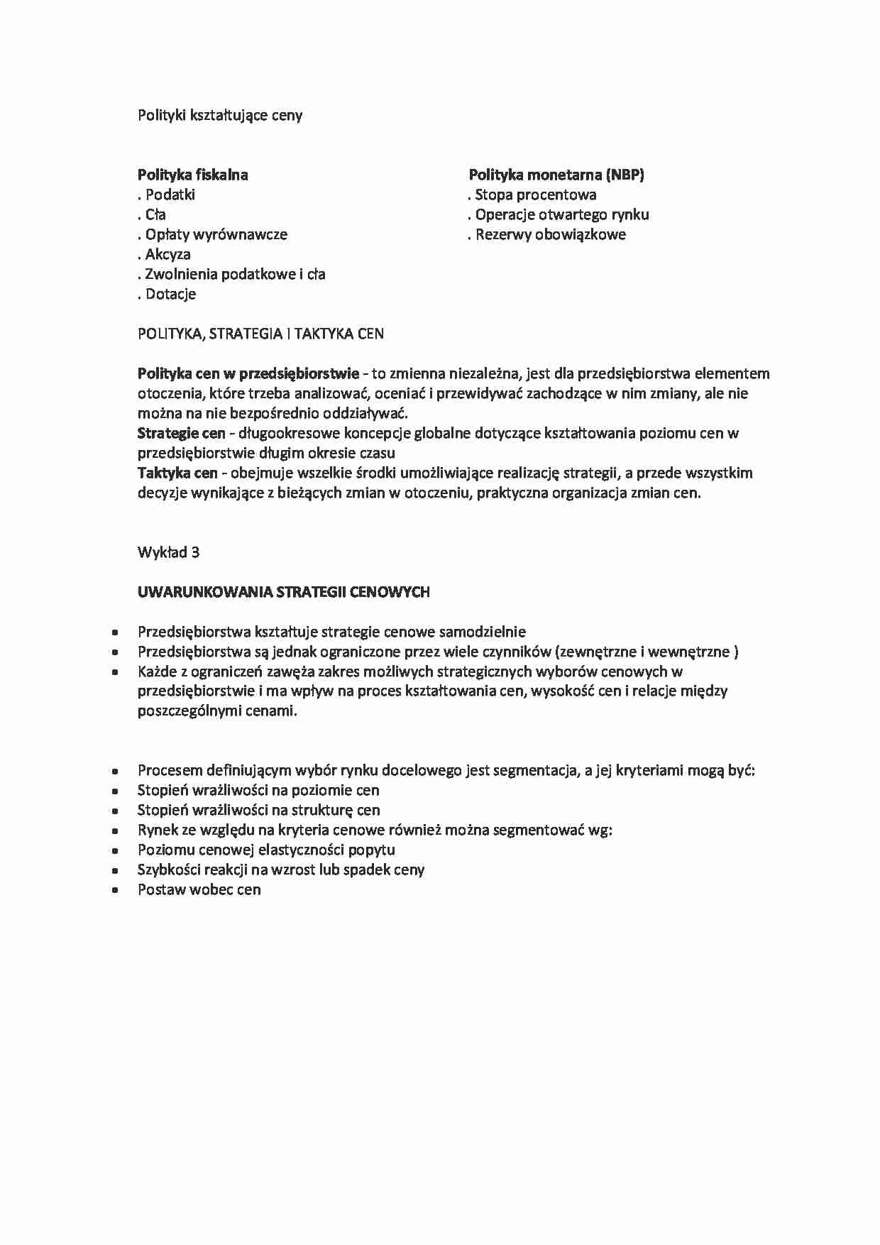 Polityki kształtujące ceny - strona 1