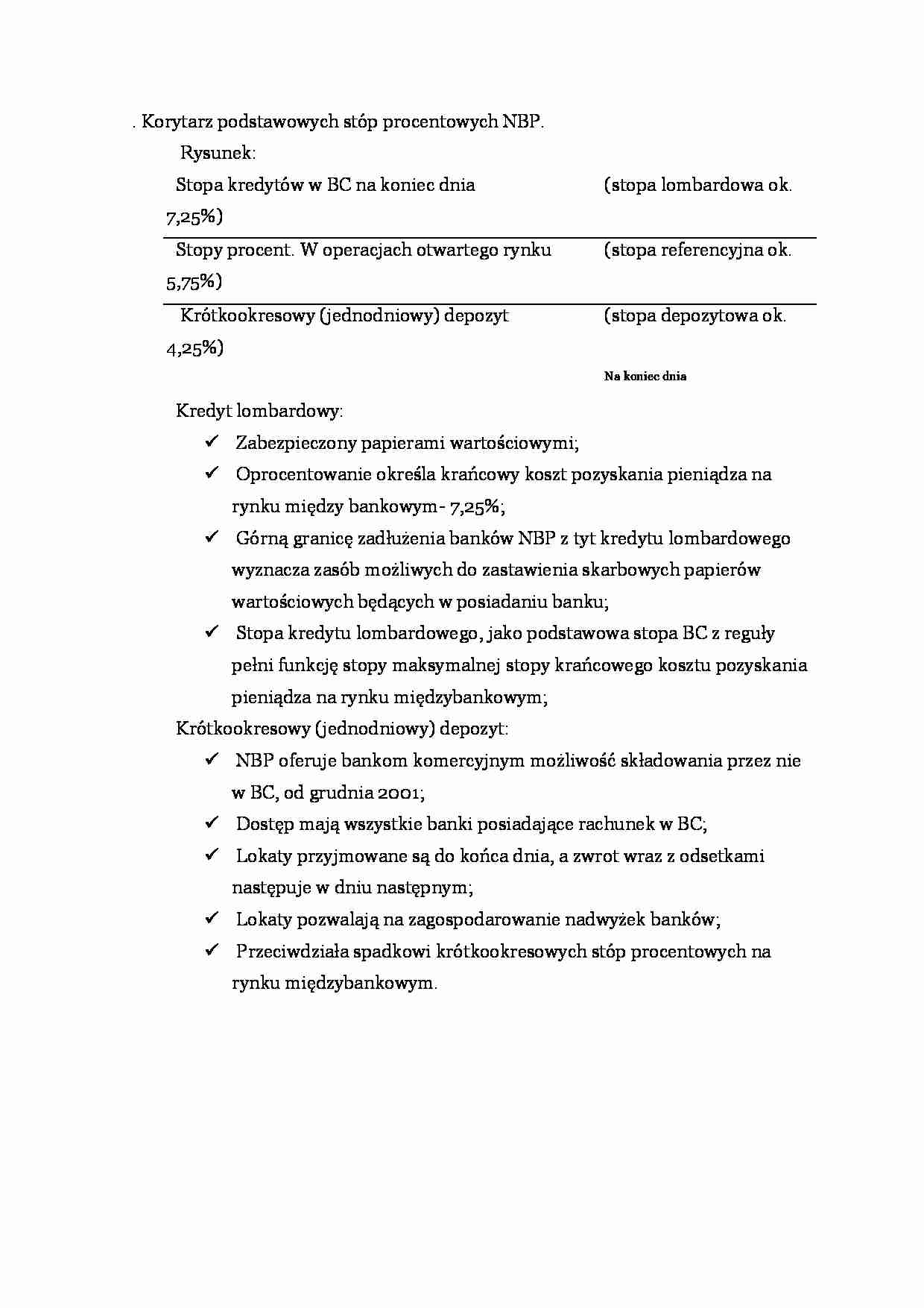 Korytarz podstawowych stóp procentowych NBP - strona 1