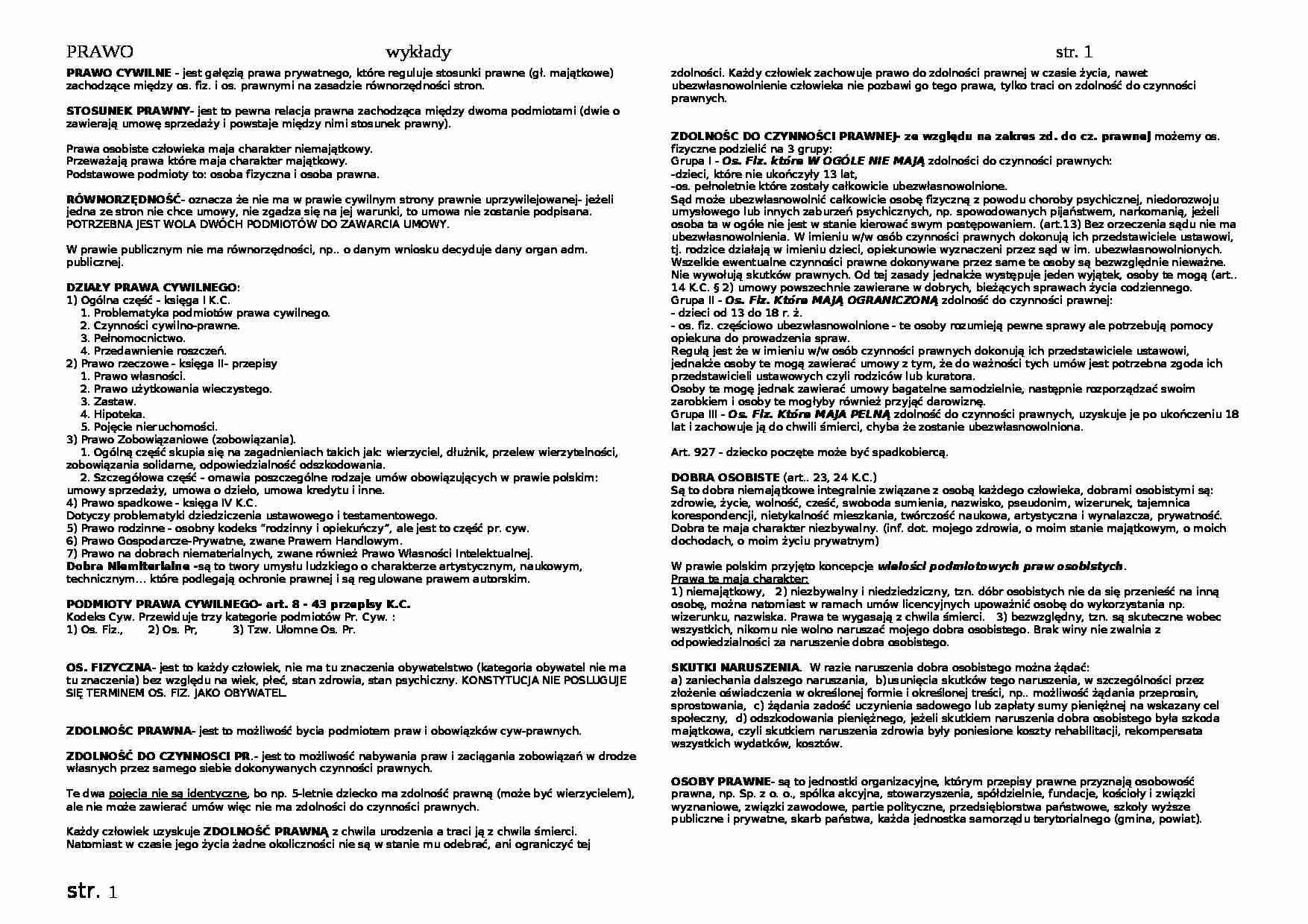 Wykłady-prawo  cywilne - strona 1