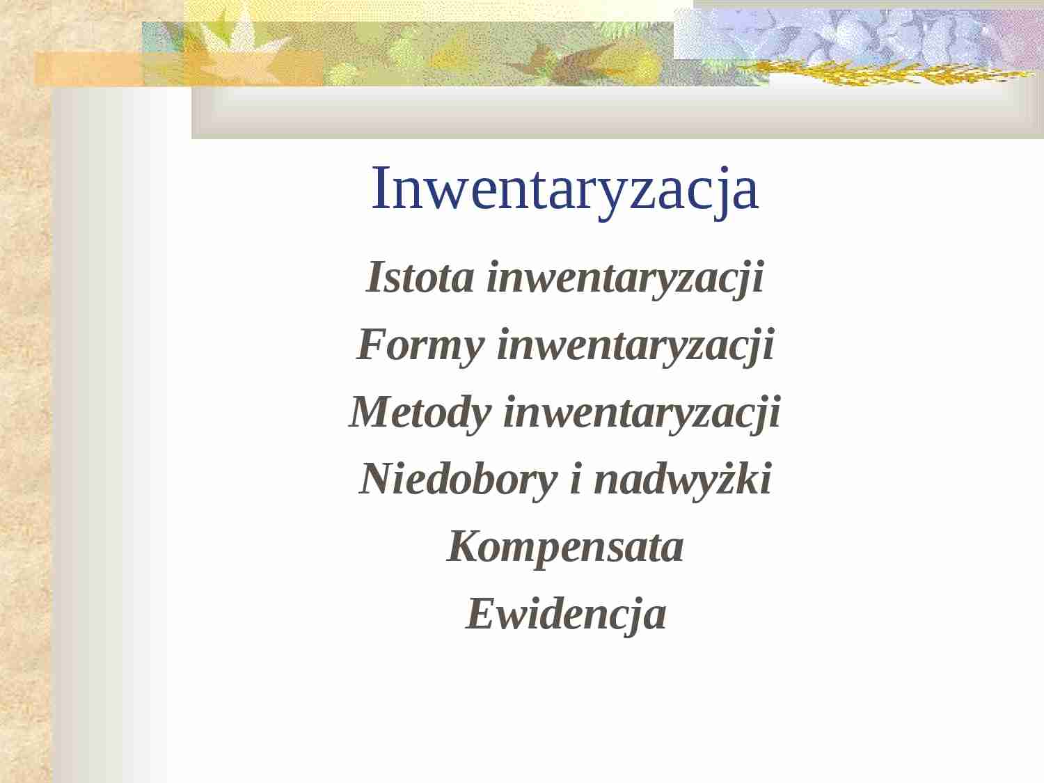 Inwentaryzacja i rekompensata - strona 1