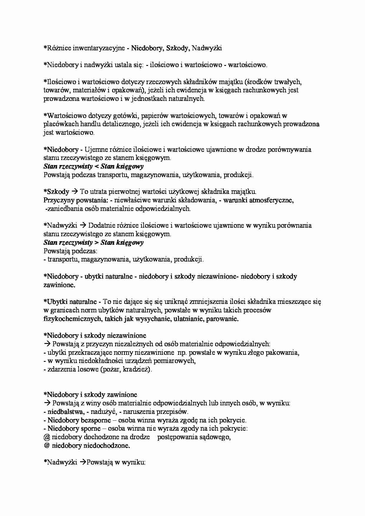 Różnice inwentaryzacyjne - strona 1