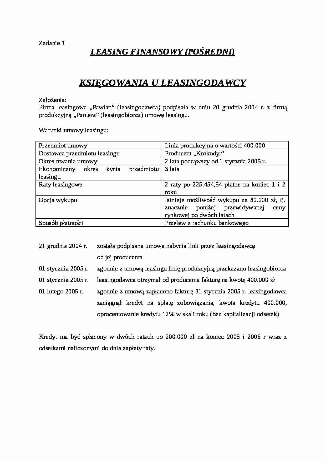 Zadanie na leasing -prezentacja na wyklad - strona 1