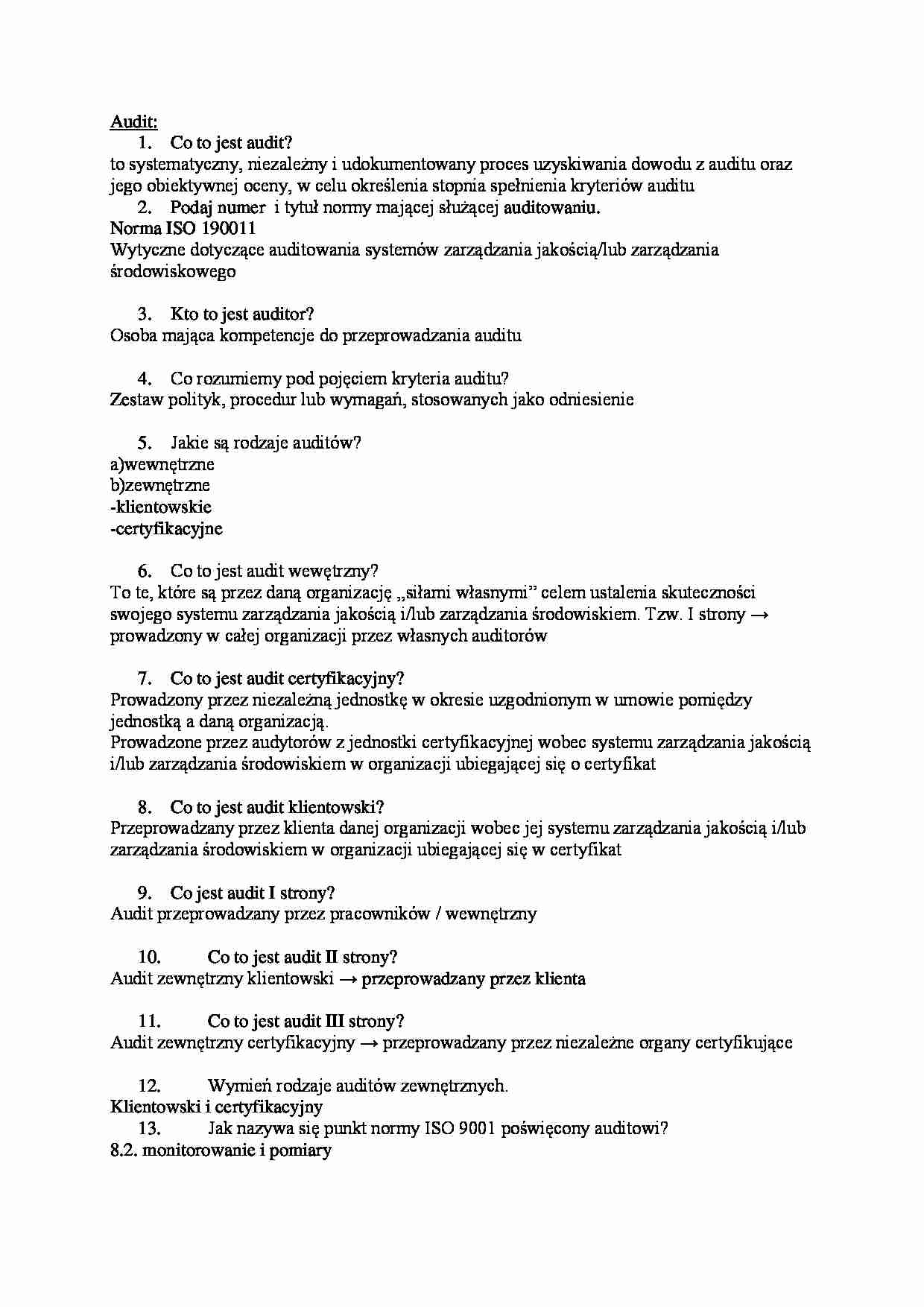 Audit - pytania i odpowiedzi - strona 1