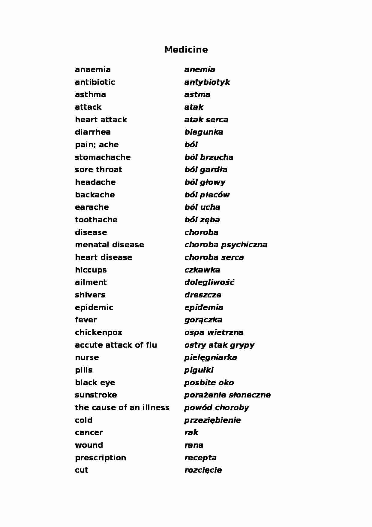 Medicine - słówka - strona 1